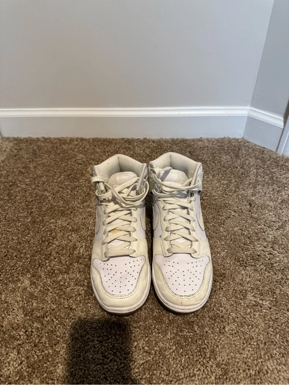 Nike High-Top Sneakers in Cream and White